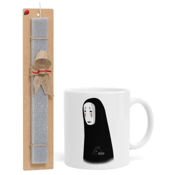 Spirited Away No Face, Πασχαλινή Λαμπάδα με Κούπα κεραμική (330ml) & κερί αρωματικό πλακέ (30cm) (ΓΚΡΙ)