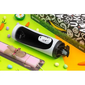 Spirited Away No Face, Πασχαλινή Λαμπάδα με Travel Tumbler θερμό με διπλό καπάκι (600ml, BPA free) & κερί αρωματικό πλακέ (30cm) (ΡΟΖ)