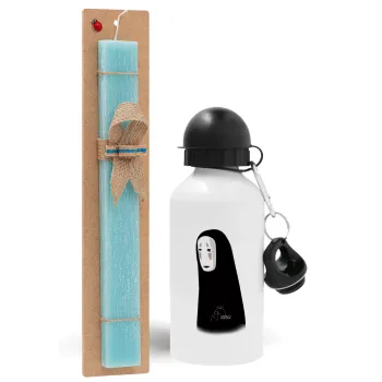 Spirited Away No Face, Easter Set, metallic aluminum water bottle (500ml) & scented flat candle (30cm) (TURQUOISE)