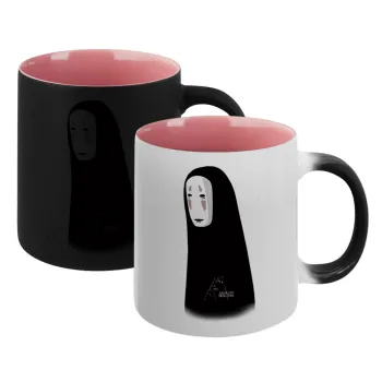 Spirited Away No Face, Κούπα Μαγική εσωτερικό ΡΟΖ, κεραμική 330ml που αλλάζει χρώμα με το ζεστό ρόφημα