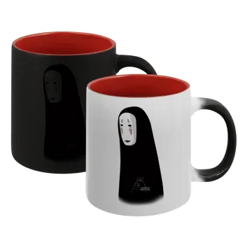 Spirited Away No Face, Κούπα Μαγική εσωτερικό κόκκινο, κεραμική, 330ml που αλλάζει χρώμα με το ζεστό ρόφημα