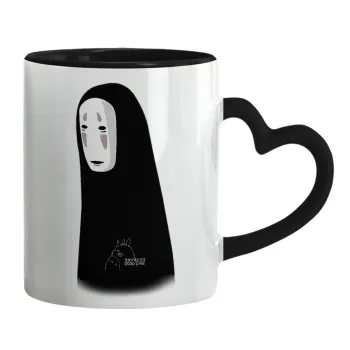 Spirited Away No Face, Κούπα καρδιά χερούλι μαύρη, κεραμική, 330ml
