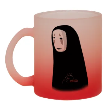 Spirited Away No Face, Κούπα γυάλινη δίχρωμη με βάση το κόκκινο ματ, 330ml