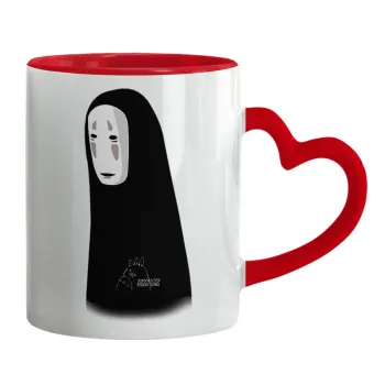Spirited Away No Face, Κούπα καρδιά χερούλι κόκκινη, κεραμική, 330ml