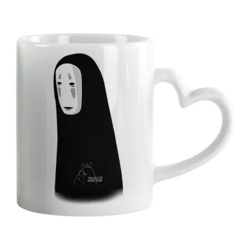 Spirited Away No Face, Κούπα καρδιά χερούλι λευκή, κεραμική, 330ml