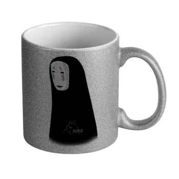 Spirited Away No Face, Κούπα Ασημένια Glitter που γυαλίζει, κεραμική, 330ml