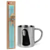 Easter Set, metallic thermal cup (300ml) & aromatic flat Easter candle (30cm) (TURQUOISE)