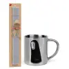 Easter Set, metallic thermal cup (300ml) & Easter aromatic flat candle (30cm) (GRAY)