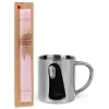 Easter Set, metallic thermal cup (300ml) & aromatic flat Easter candle (30cm) (PINK)