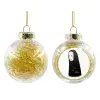 Transparent Christmas tree ball ornament with gold filling 8cm
