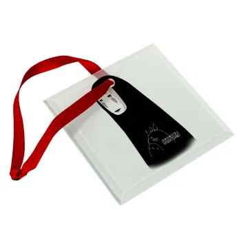Spirited Away No Face, Christmas ornament, glass square ornament 9x9cm