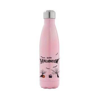 Happy Halloween cemetery, Metal mug thermos Pink Iridiscent (Stainless steel), double wall, 500ml