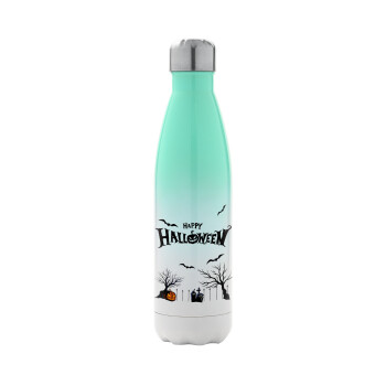 Happy Halloween cemetery, Metal mug thermos Green/White (Stainless steel), double wall, 500ml