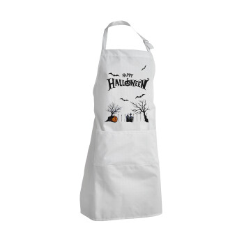 Happy Halloween cemetery, Adult Chef Apron (with sliders and 2 pockets)