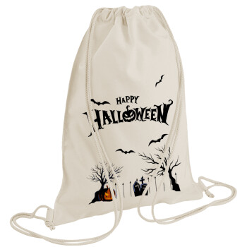 Happy Halloween cemetery, Backpack bag GYMBAG natural (28x40cm)