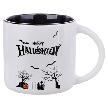 Happy Halloween cemetery, Κούπα κεραμική 400ml Λευκή/Μαύρη