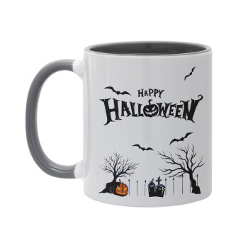 Happy Halloween cemetery, Mug colored grey, ceramic, 330ml