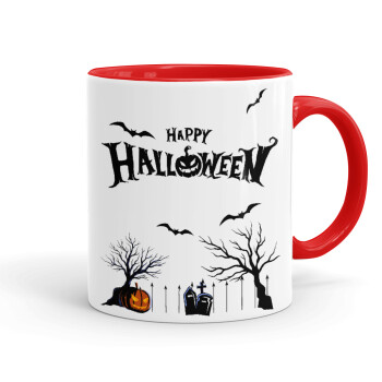 Happy Halloween cemetery, Mug colored red, ceramic, 330ml