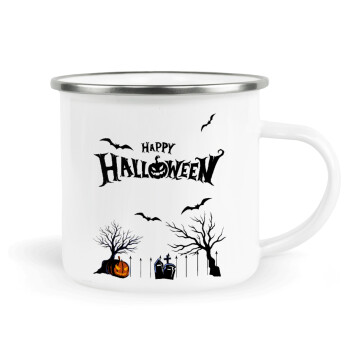 Happy Halloween cemetery, Metallic enamel cup white 360ml