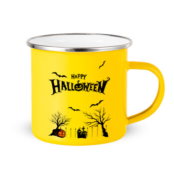 Happy Halloween cemetery, Yellow Enamel Metallic Cup 360ml