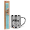Easter Set, metallic thermal cup (300ml) & aromatic flat Easter candle (30cm) (TURQUOISE)
