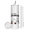 Tumbler stainless steel 600ml, with metal straw & cleaning brush