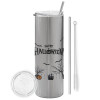 Tumbler stainless steel Silver 600ml, with metal straw & cleaning brush