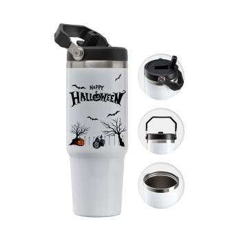 Happy Halloween cemetery, 30oz stainless Steel Tumbler with Handle