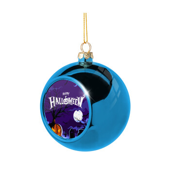 Happy Halloween cemetery, Blue Christmas tree ball ornament 8cm