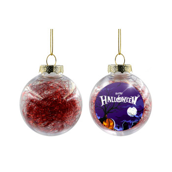 Happy Halloween cemetery, Transparent Christmas tree ball ornament with red filling 8cm