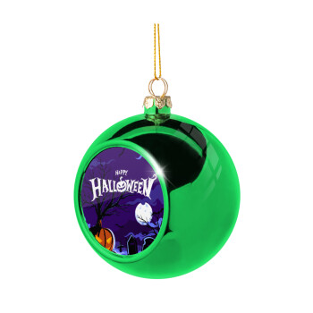 Happy Halloween cemetery, Χριστουγεννιάτικη μπάλα δένδρου Πράσινη 8cm