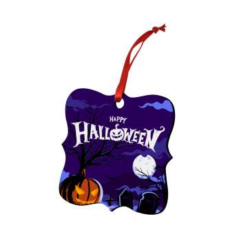 Happy Halloween cemetery, Στολίδι Χριστουγεννιάτικο στολίδι polygon ξύλινο 7.5cm