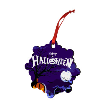 Happy Halloween cemetery, Christmas ornament snowflake wooden 7.5cm