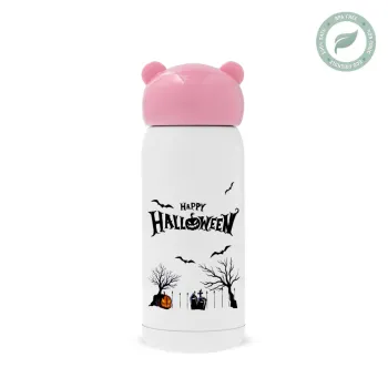 Happy Halloween cemetery, Ροζ ανοξείδωτο παγούρι θερμό (Stainless steel), 320ml