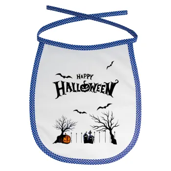 Happy Halloween cemetery, Σαλιάρα μωρού αλέκιαστη με κορδόνι Μπλε