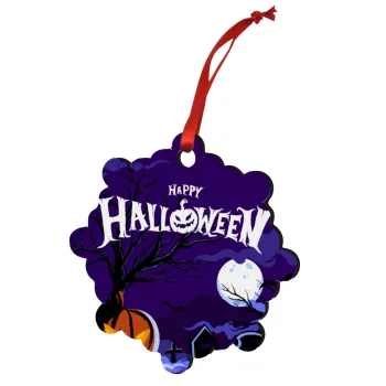 Happy Halloween cemetery, Christmas ornament snowflake wooden 7.5cm