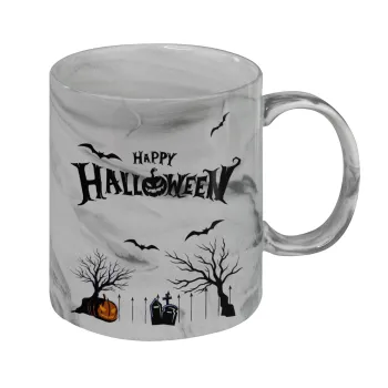 Happy Halloween cemetery, Mug ceramic marble style, 330ml