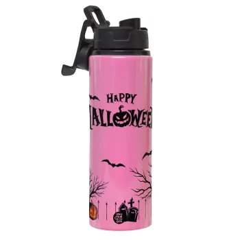 Happy Halloween cemetery, Μεταλλικό παγούρι νερού με καπάκι ασφαλείας, αλουμινίου 850ml