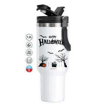 Happy Halloween cemetery, Mega Stainless steel Tumbler with lid, double wall 1,2L