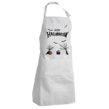 Happy Halloween cemetery, Ποδιά Σεφ Ολόσωμη Ενήλικων (με ρυθμιστικά και 2 τσέπες)