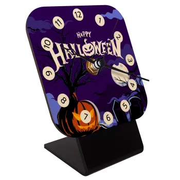 Happy Halloween cemetery, Επιτραπέζιο ρολόι σε φυσικό ξύλο (10cm)