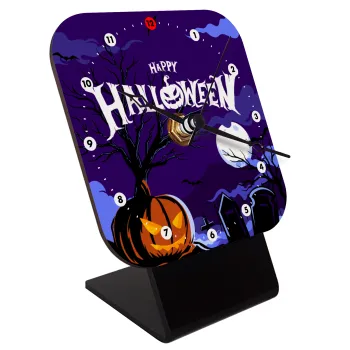 Happy Halloween cemetery, Quartz Wooden table clock with hands (10cm)