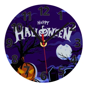 Happy Halloween cemetery, Ρολόι τοίχου γυάλινο (20cm)