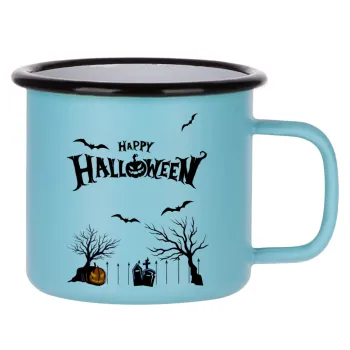 Happy Halloween cemetery, Κούπα Μεταλλική εμαγιέ ΜΑΤ σιέλ 360ml