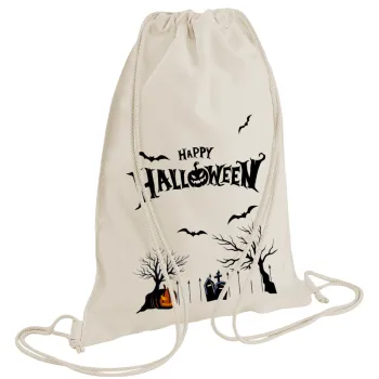 Happy Halloween cemetery, Backpack bag GYMBAG natural (28x40cm)