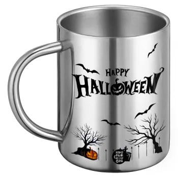 Happy Halloween cemetery, Ανοξείδωτη Μεταλλική Κούπα 450ml - Διπλού Τοιχώματος