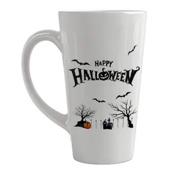 Happy Halloween cemetery, Κούπα κωνική Latte Μεγάλη, κεραμική, 450ml