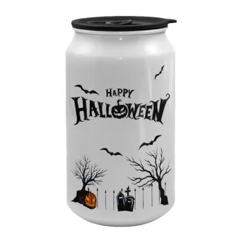 Happy Halloween cemetery, Κούπα ταξιδιού μεταλλική με καπάκι (tin-can) 500ml