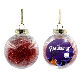 Happy Halloween cemetery, Transparent Christmas tree ball ornament with red filling 8cm