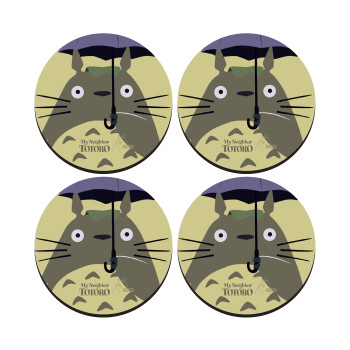 Totoro from My Neighbor Totoro, SET of 4 round wooden coasters (9cm)